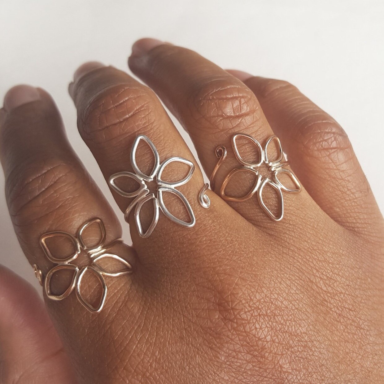 Naupaka Flower Bypass Ring