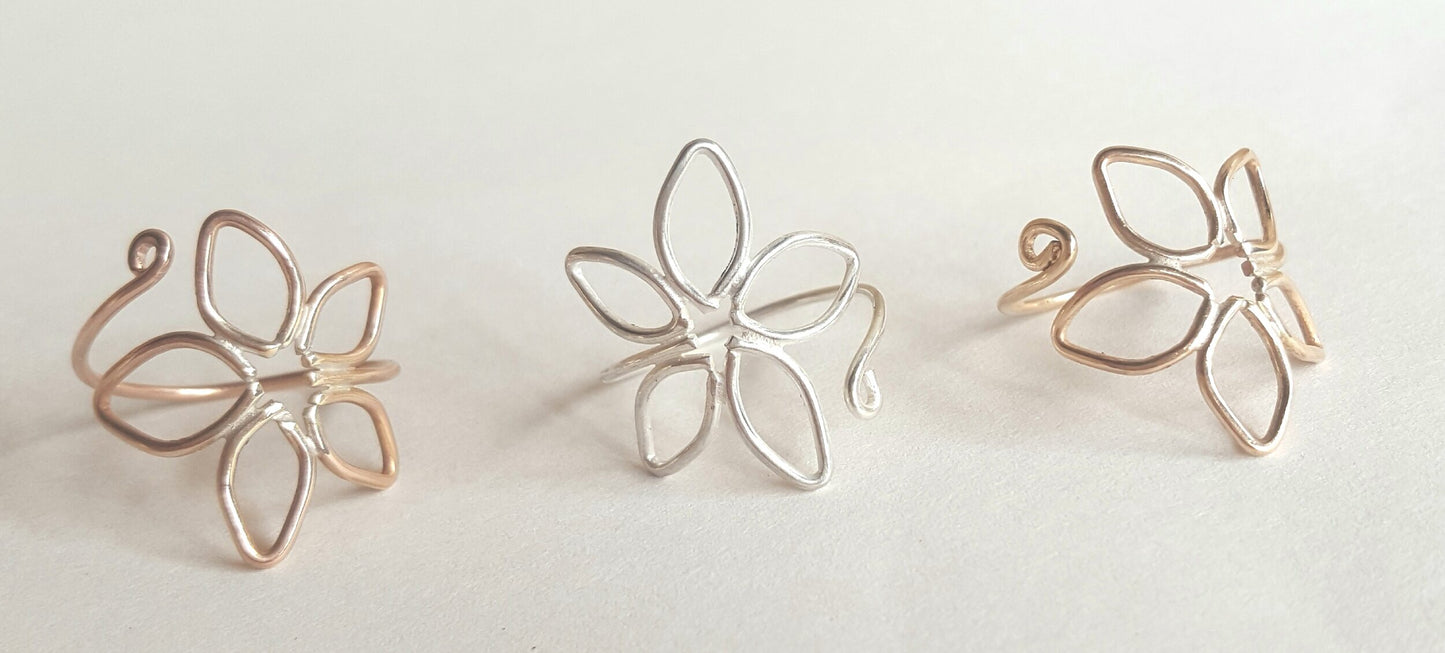 Naupaka Flower Bypass Ring