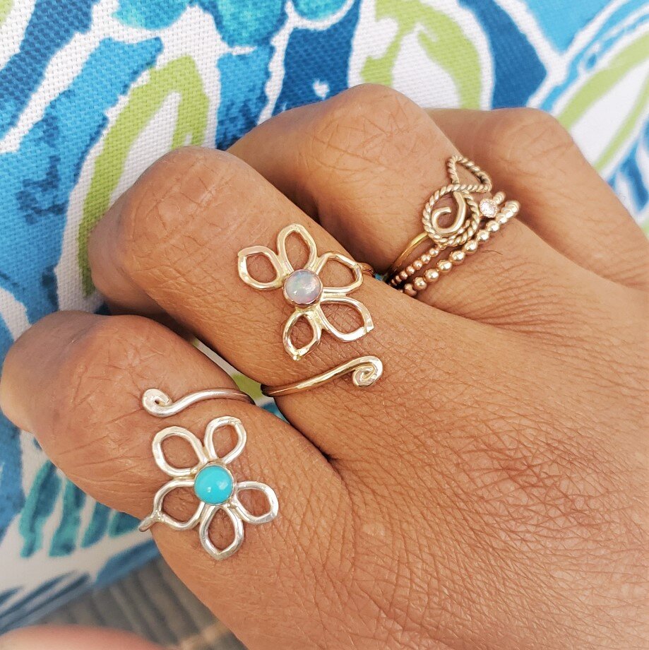 Naupaka Gem Flower Bypass Ring