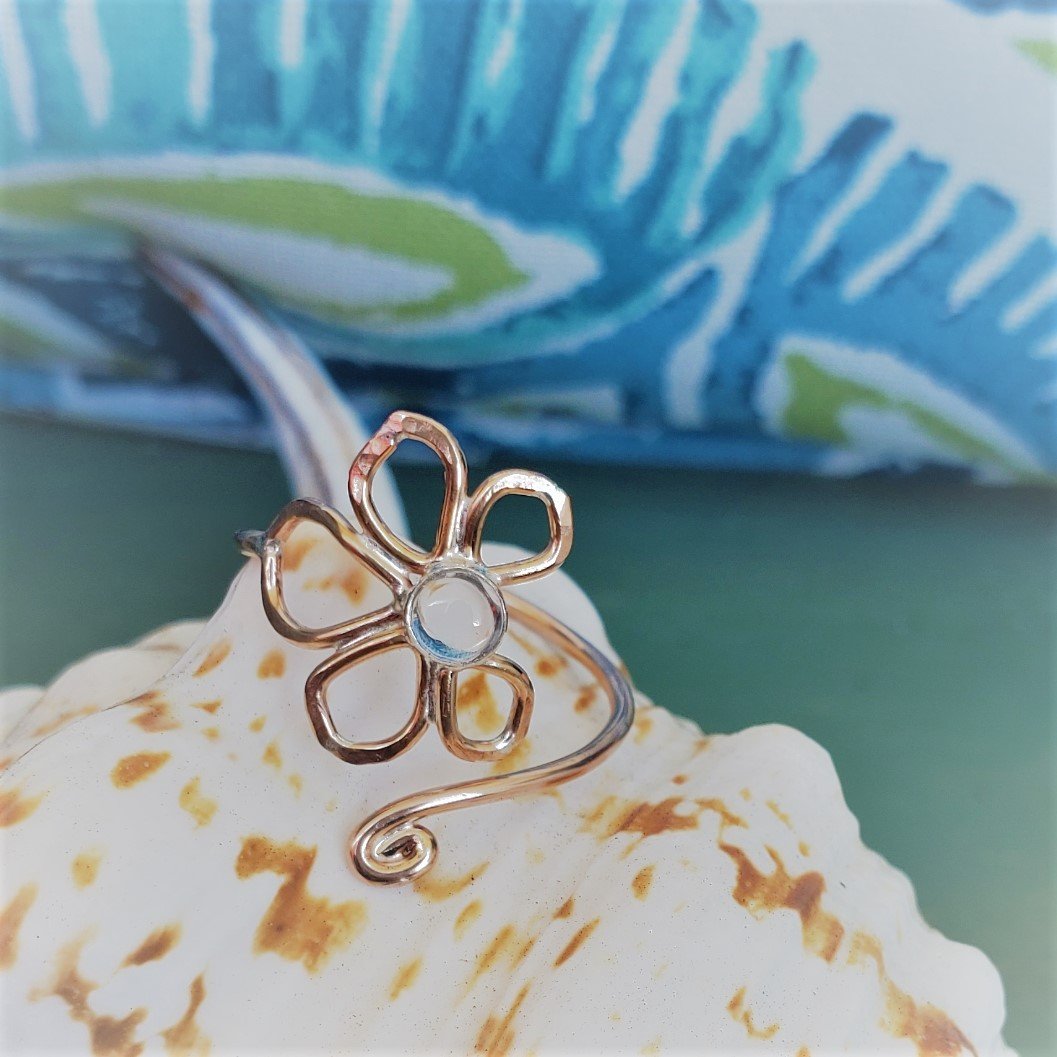 Naupaka Gem Flower Bypass Ring