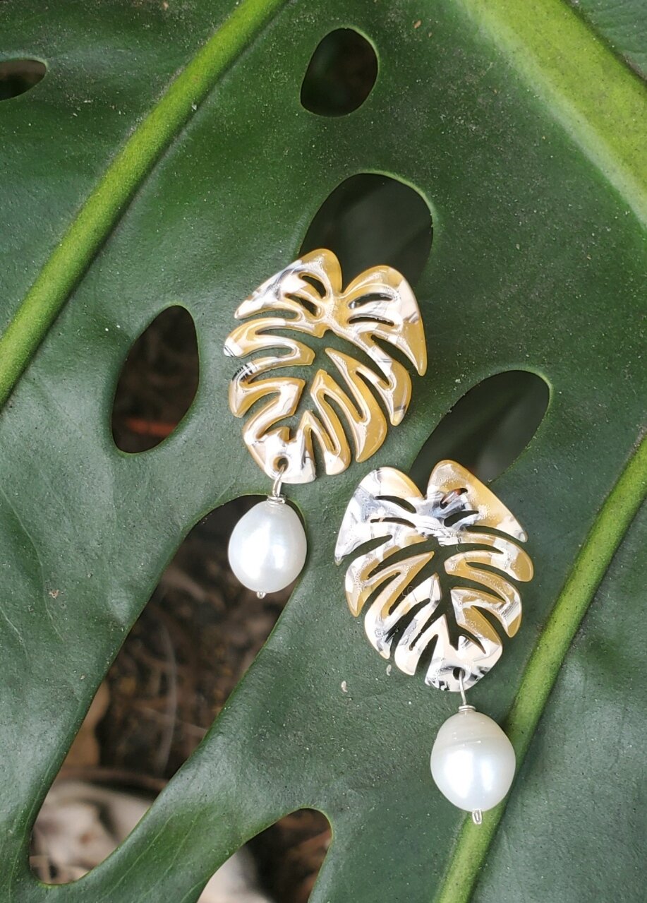 Monstera Drop Earrings